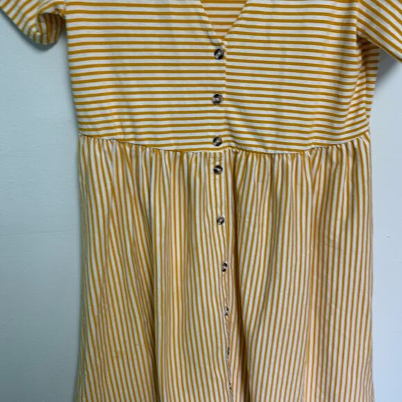 ASOS Yellow White Striped V-Neck Button Down Mini Dress Size 6 - Picture 4 of 5